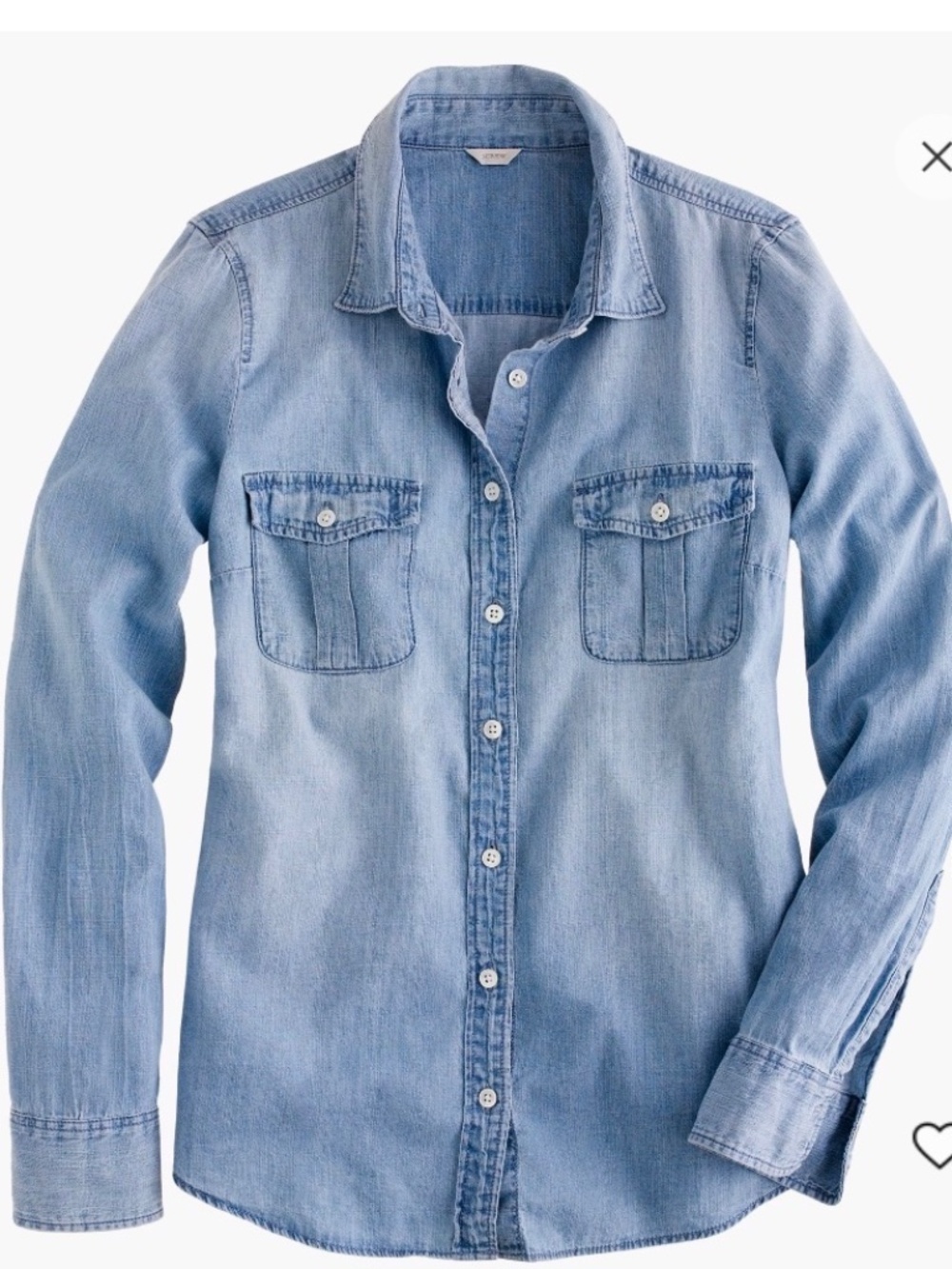 J Crew Blue Chambray Denim Button Front Long Sleeve Shirt 4